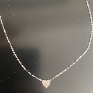 Like new: Stephanie Gottlieb SG Fine Mini Pave Diamond Heart Necklace White Gold